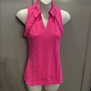 LILLY PULITZER ~ MARTINA SLEEVELESS POLO TOP ~ PINK SHANDY  ~ SIZE XXS